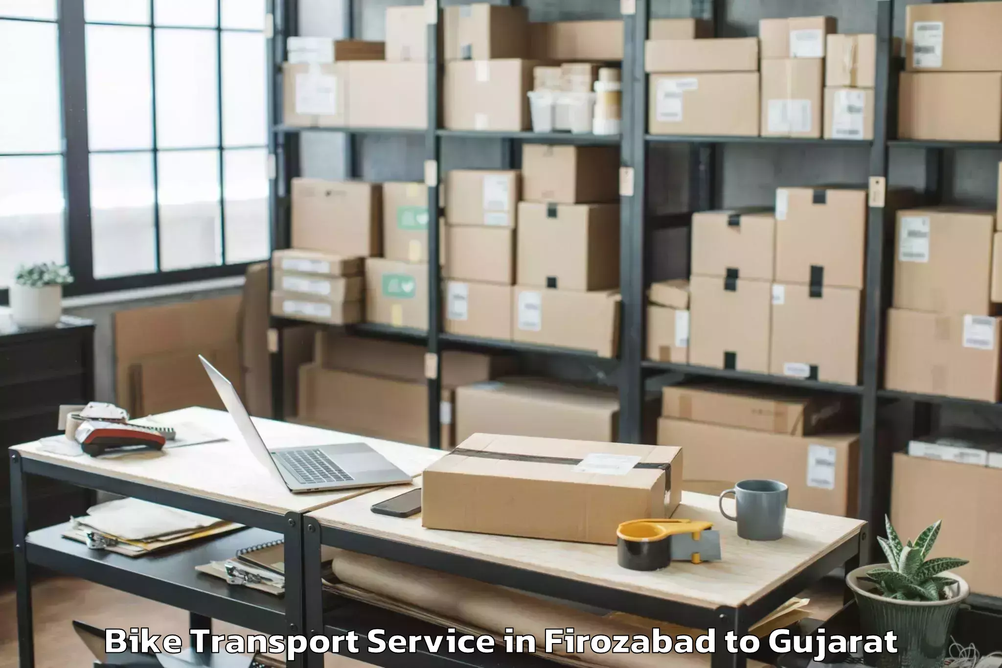 Professional Firozabad to Netrang Bike Transport